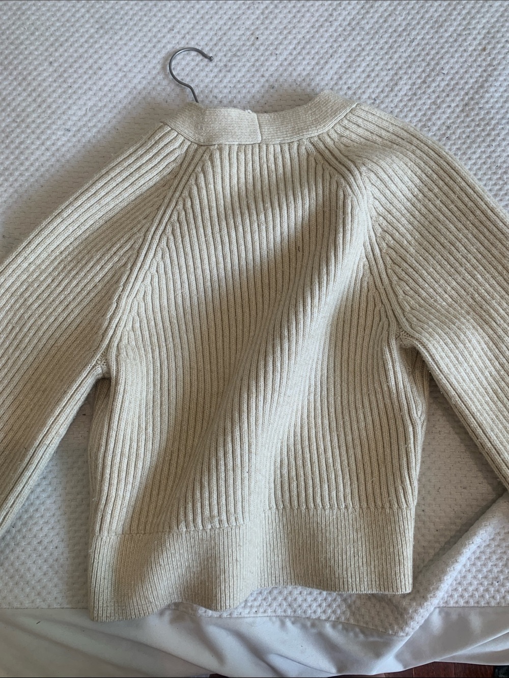 H&M Cream Ribbed Button-Front Cardigan - Picture 2 of 3